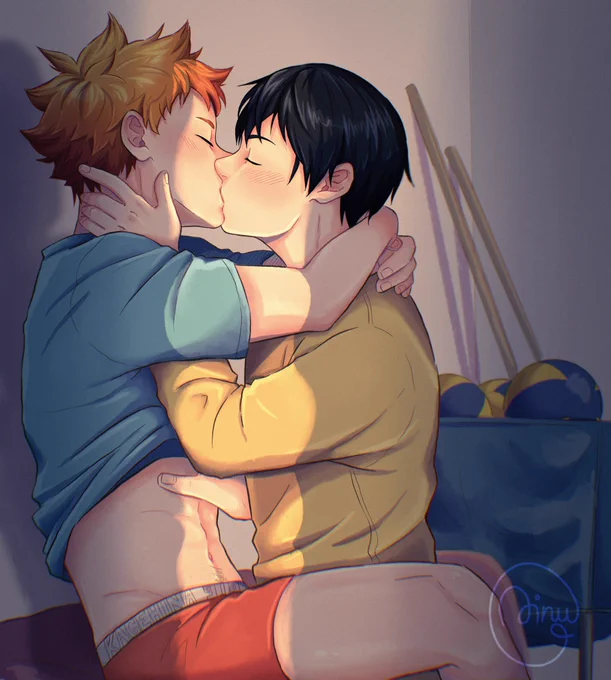 We celebrate. They celebrate. Making out. Yes.Happy kagehina day! 