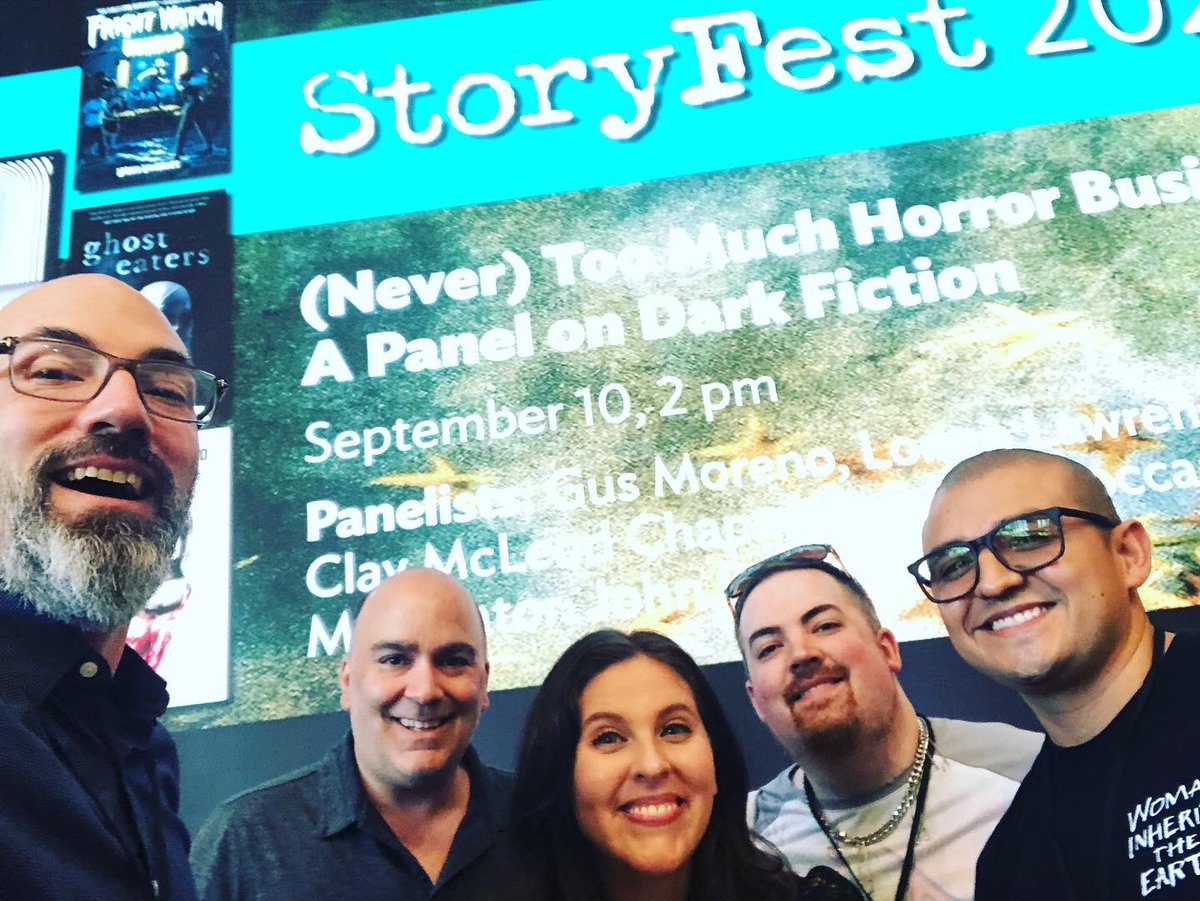 claymcleod's tweet image. Just spoke all about spooky stuff on the “(Never) Too Much Horror Business: A Panel on Dark Fiction" at #StoryFest2022 w/ Gus Moreno, Eric LaRocca, Alexis Henderson and moderator John Palisano. @WestportLibrary 

#WestportLibrary #StoryFest