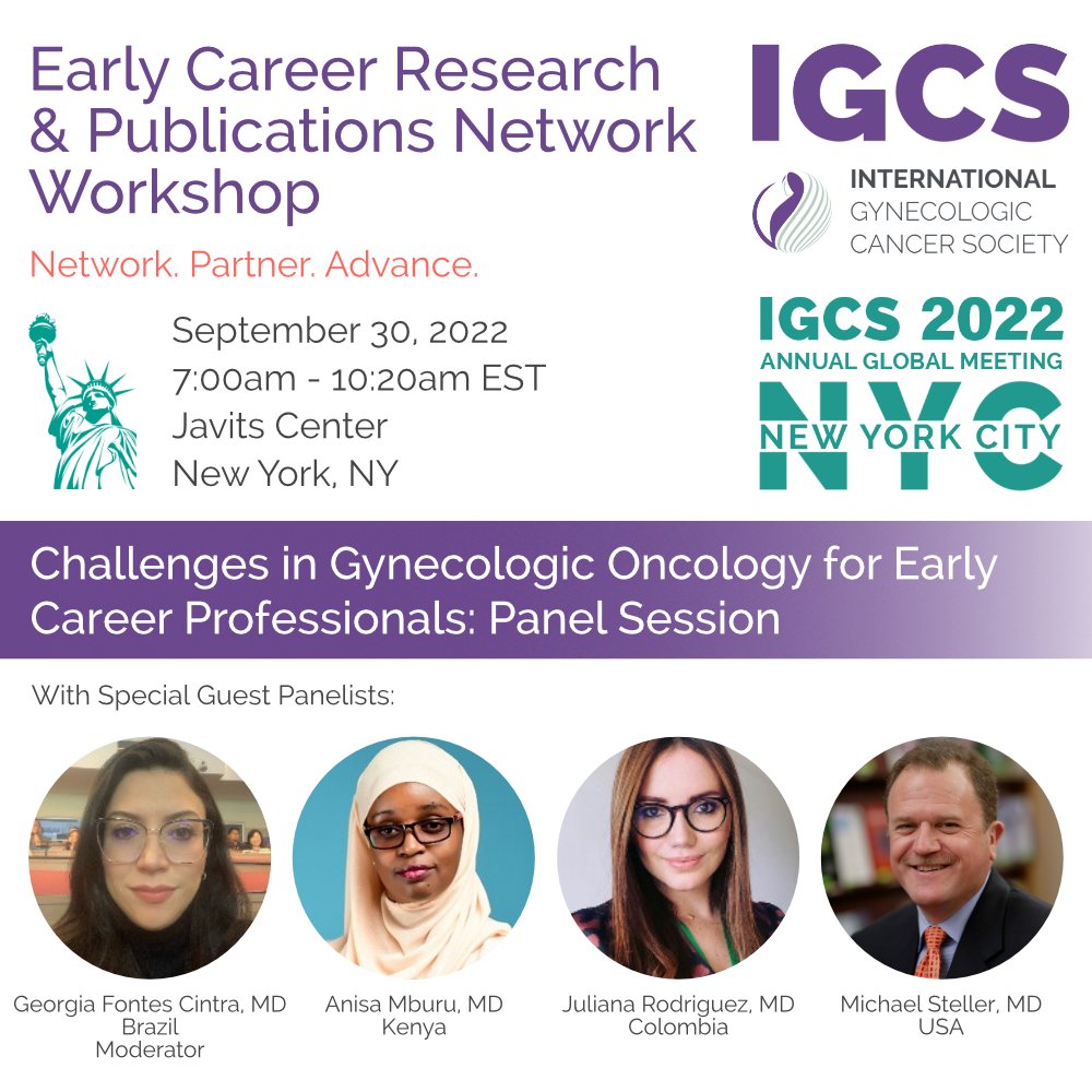 IGCSociety's tweet image. The Early Career Workshop at #IGCS2022 will feature a &quot;Challenges in Gynecologic Oncology for Early Career Professionals&quot; panel session. If you are interested in finding solutions to challenges young #GynOncs face, this session is for you! 

Learn more: igcs2022.com/early-career-w…