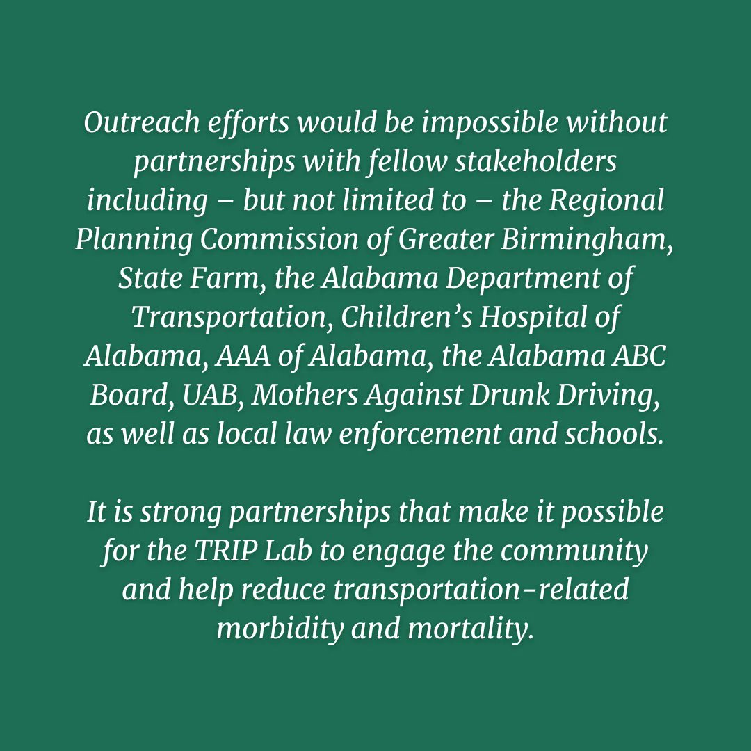 UABTRIPLAB's tweet photo. Call 205-975-9440 or email triplab@uab.edu  if you are interested in having our Community Outreach Team visit your school or organization! Thanks to the generosity of our sponsors, we are able to provide FREE programing about safe driving to the students of Alabama.  #UAB #drive https://t.co/4JUoyTZihB