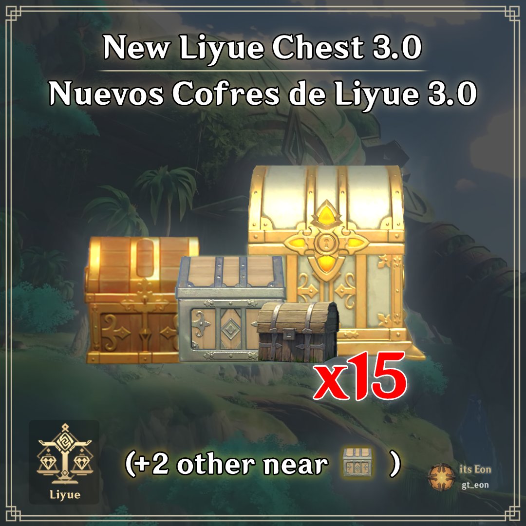 gt_eon's tweet photo. Hello Travelers !!!
Today I will show you the 15 new chests that Hoyoverse added with Sumeru, I hope it helps you.🙏🌿
(1/2) https://t.co/LrTiP2dERN