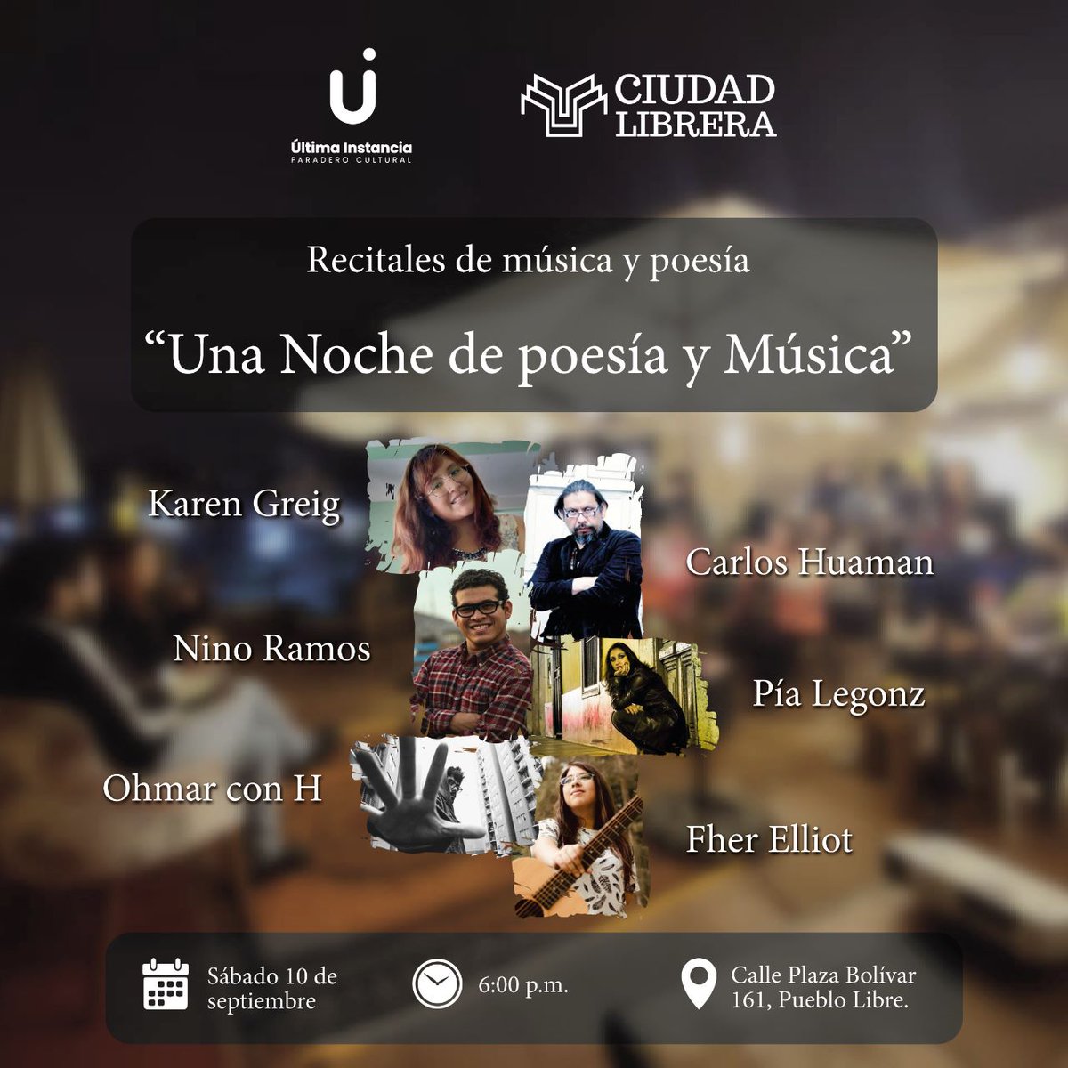 pialegonz's tweet photo. ✨️HOY en Ciudad Librera
de Pueblo Libre, compartiendo con colegas cantautores, poetas y escritores, en una velada especial de música y letras, estaré cantando mis canciones en acústico desde las 6:30PM🎙🎶📚 Entrada Libre ✨️
Gracias a Última Instancia - Paradero Cultural  🙌 https://t.co/Uz0QZmiXwM