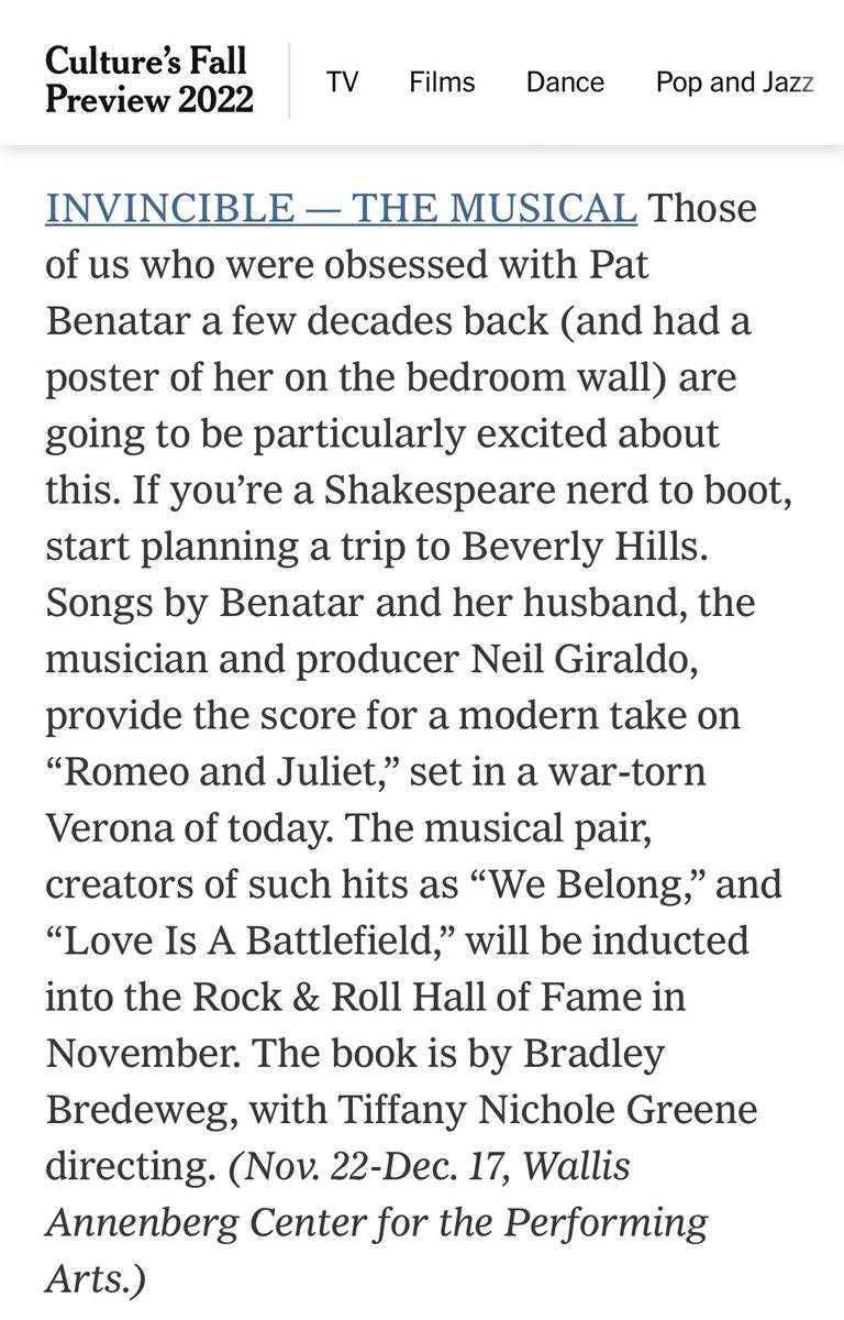 BradleyBredeweg's tweet photo. Thanks @nytimes! And we’re not even in NYC yet! Come see us at the @TheWallisBH this November / December! #InvincibleTheMusical
https://t.co/pODIsKqm90 https://t.co/LF2pEpEnUR