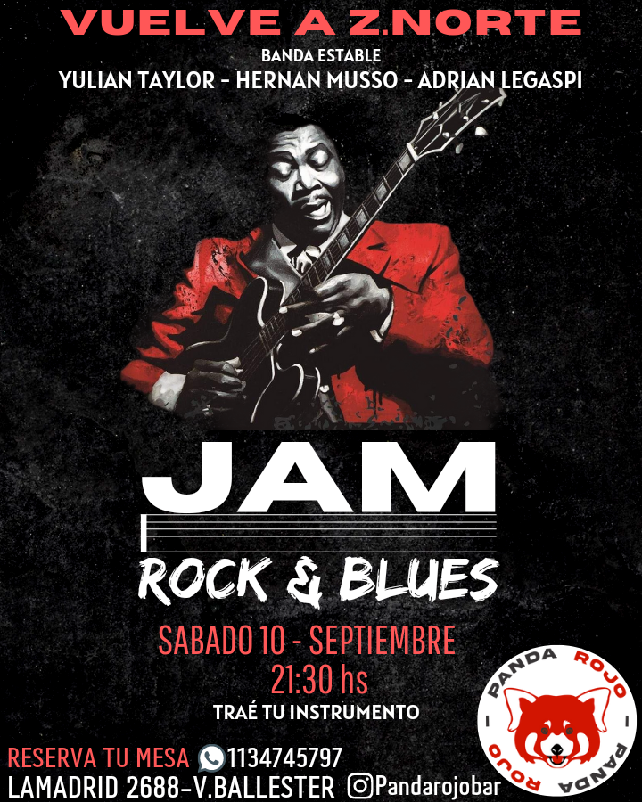 🔴 HOY HAY JAM ROCK &amp; BLUES PANDA ROJO BAR 🔴 VENÍ A DISFRUTAR DE MUSICA Y A TOCAR CON NOSOTROS, VA A SER UNA FIESTA DE BLUES &amp; ROCK. LOS ESPERAMOS A TODOS.
PANDA ROJO BAR 👇🏻
(LAMADRID 2688 - V.BALLESTER)

#Blues #rock #jam #zonanorte