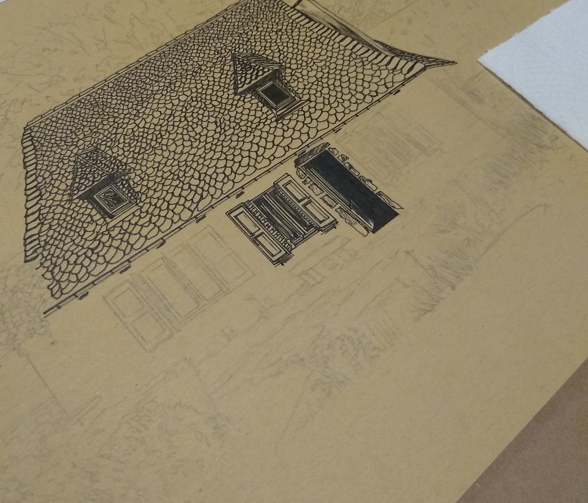 ReadButNotHeard's tweet image. Getting back to this one after couple of unsettled nights with the little man. There's so much more to do to the scalloped roof tiles but will leave that for another night. 
#workinprogress #france