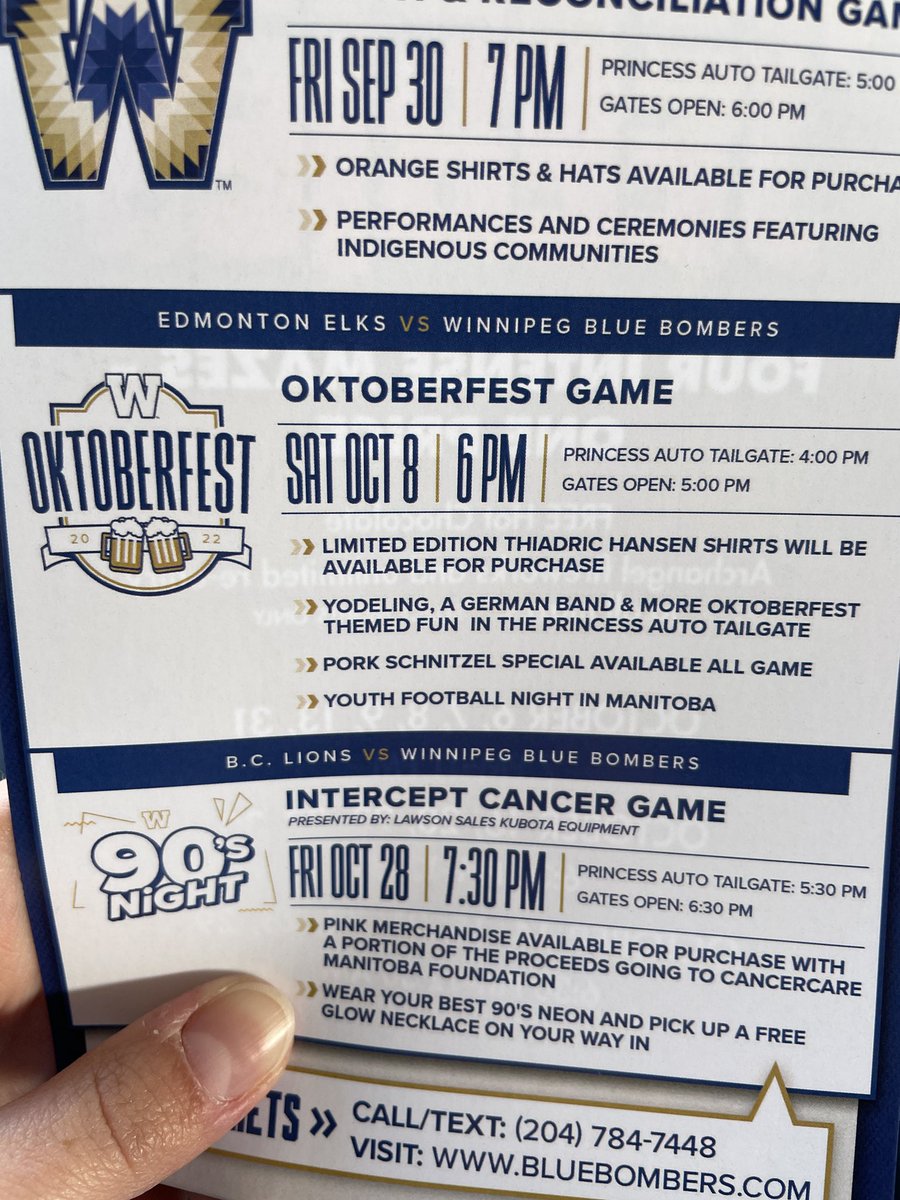 tweetsfrombrit's tweet photo. Love the themed games!! #Oktoberfest #90snight ! #GoBombers @Wpg_BlueBombers https://t.co/rxduWNDGuW