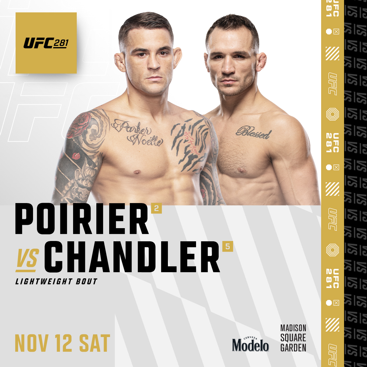 ufc's tweet photo. The fight you’ve all been asking for!
 
@DustinPoirier is set to take on @MikeChandlerMMA at #UFC281 🍿
 
[ Nov 12 | @TheGarden | https://t.co/IRCmP19XGr ] https://t.co/JRkX4QraIE