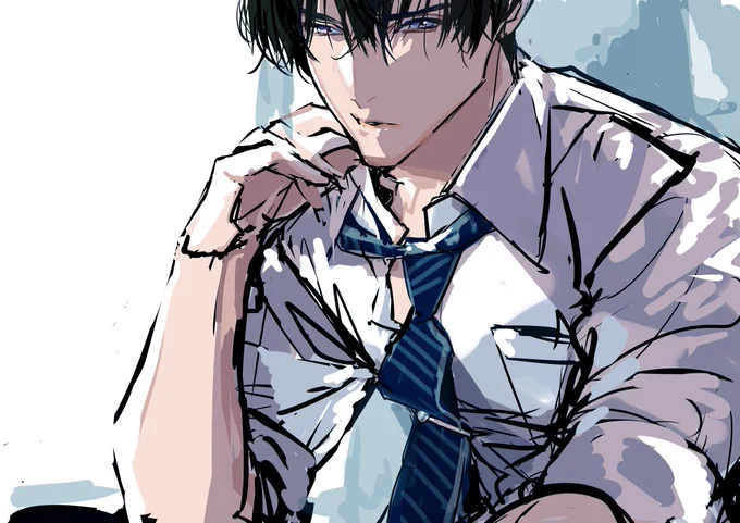 ネクタイが緩んでる中でネクタイピンで止まってるたゆんでる部分が好き(早口)#創作男子 