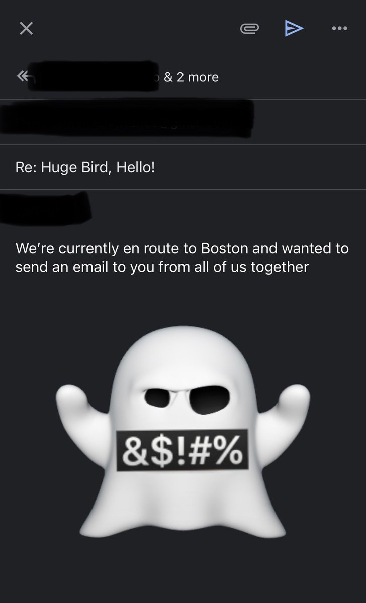 splendaca's tweet image. Cackling at when I accidentally inserted a giant ghost cursing Memoji into the body of a professional email