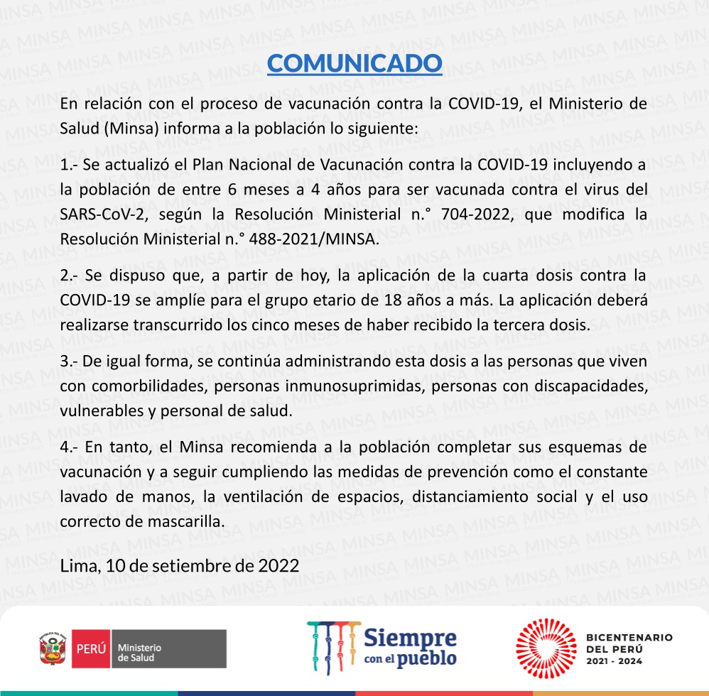 cuarta dosis mayores 18 años