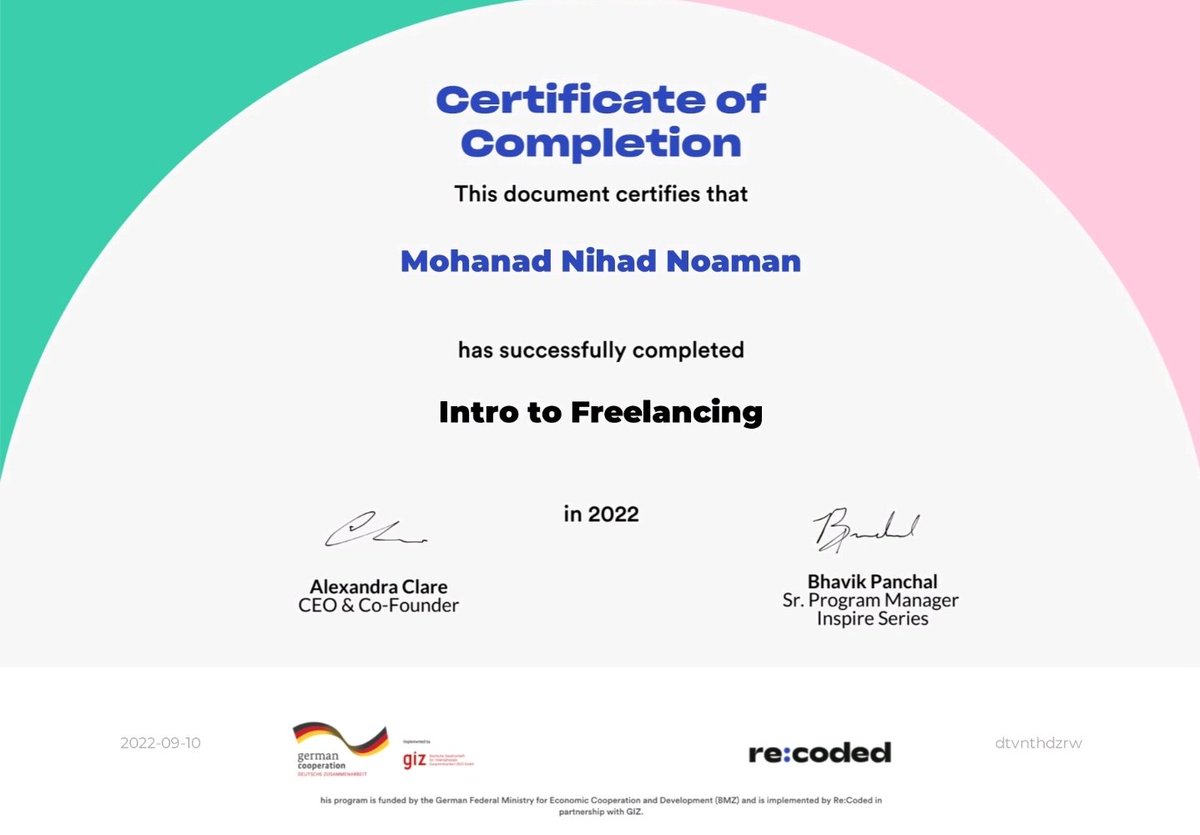 almuhands89's tweet photo. It was a fruitful journey with the digital freelancing course . .

Principles, skill sets, UPS, personal branding and much more . .

Thnx Re:Coded

#selflearning https://t.co/VD5uyxx10x