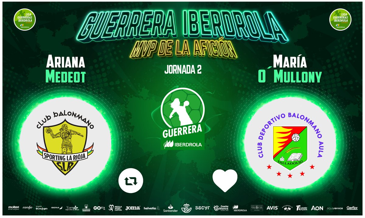 ⭐️#GuerreraIberdrola - Jornada 2
  
🆚 @SportingLR : <a href="/BmAulaCultural/">CD Balonmano Aula</a>
 
♻️ RT: <a href="/arianamedeot/">Ariana Medeot</a>  
❤️ Me gusta: <a href="/MariaOmullony/">Omu</a>