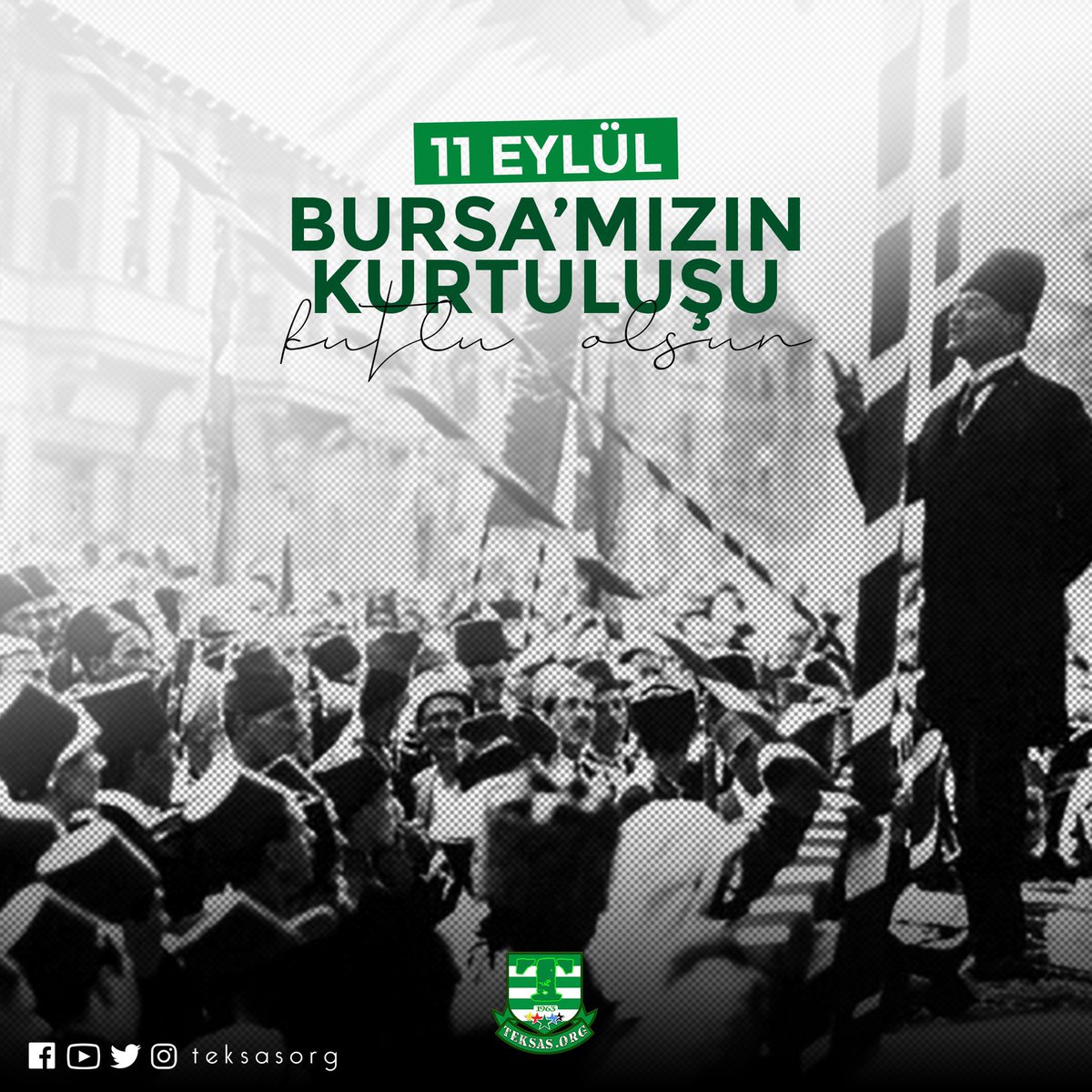 teksasorg's tweet photo. 11 Eylül Bursa’mızın düşman işgalinden kurtuluşunun 100.yılı kutlu olsun! 

Başta Ulu Önder Gazi Mustafa Kemal Atatürk olmak üzere bağımsızlık yolunda canlarını feda eden tüm kahraman şehitlerimizi rahmet ve minnetle anıyoruz. https://t.co/lNJwJfZ9LE