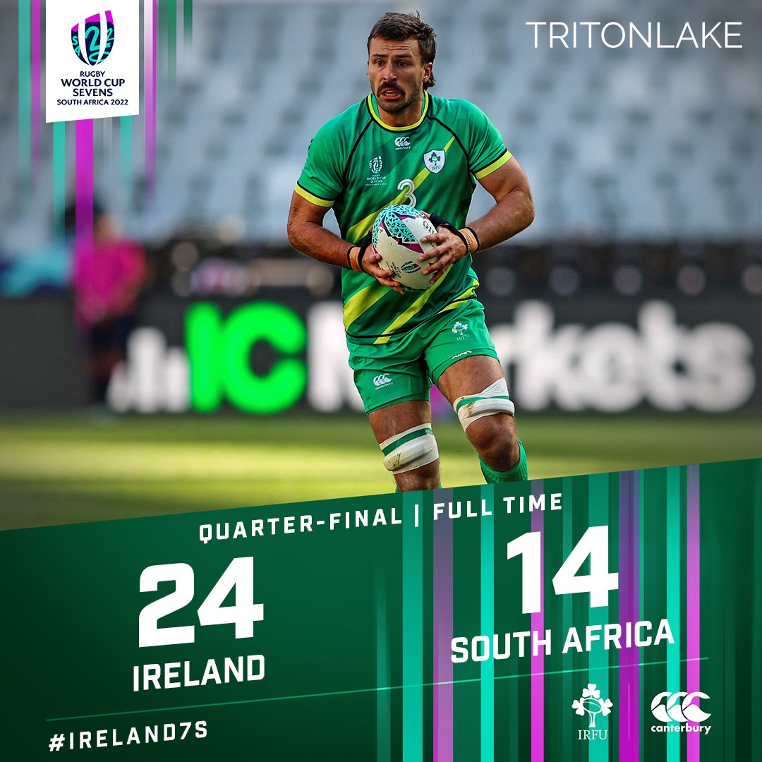 IrishRugby's tweet photo. 𝐓𝐇𝐑𝐎𝐔𝐆𝐇 𝐓𝐎 𝐓𝐇𝐄 𝐒𝐄𝐌𝐈𝐒! 🤩

#Ireland7s | @TritonLake | #RWC7s https://t.co/dAy0oLgWRG