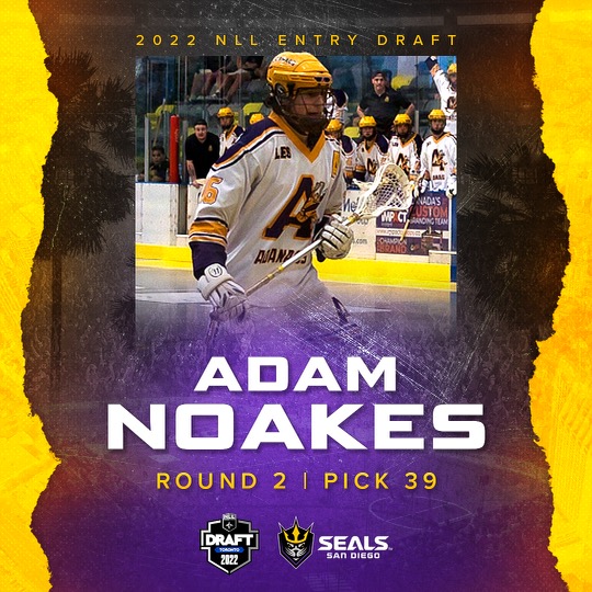 SealsLax's tweet photo. With the 39th overall pick in the #NLLDraft, we've selected Adam Noakes from Coquitlam🔱 https://t.co/P0YWggLTey