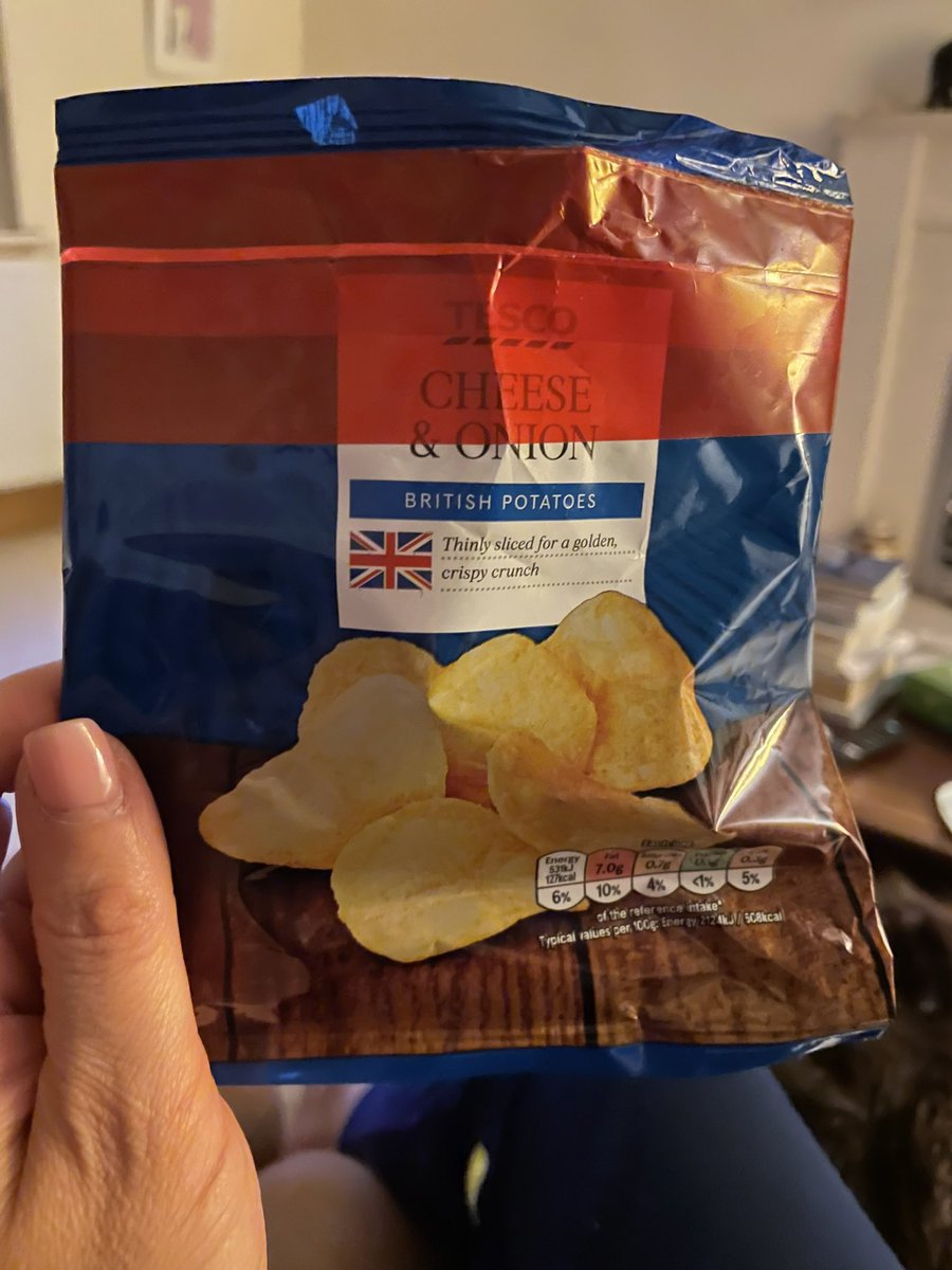 LouisaMaun's tweet photo. @Tesco I’ve just opened a packet of Tesco cheese and onion Tesco crisps and they are a little soft. Looking at the packaging, it doesn’t look quite right?? https://t.co/YfVK00IbEE