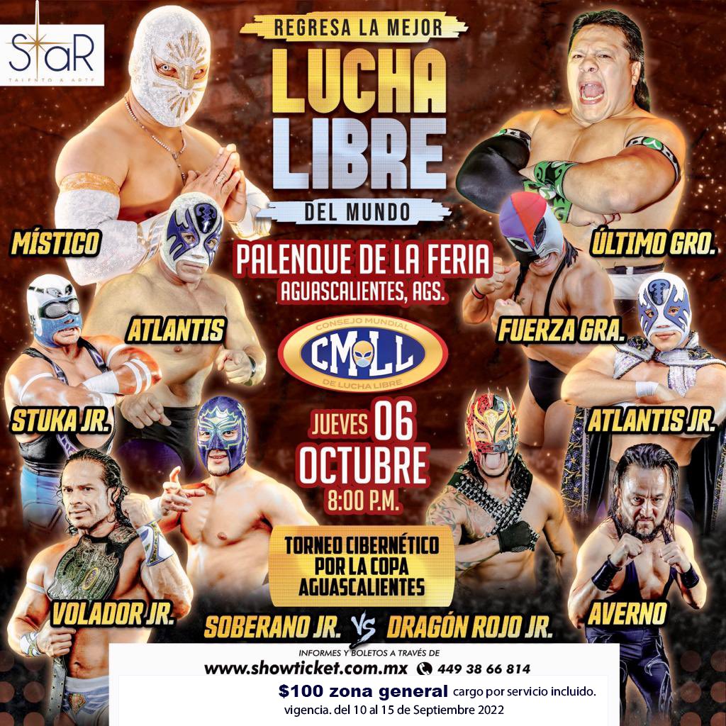 Regresan las estrellas del #CMLL a tierras hidrocálidas. 
¡Los esperamos! 
🎫 #ShowTicket #Aguascalientes