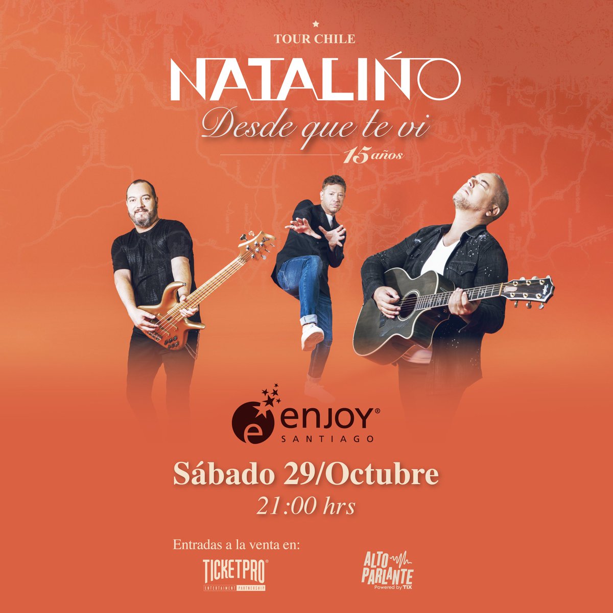 Nos vemos este próximo sábado 29 de octubre en @enjoysantiago para que festejemos con mucha música y algunas sorpresas. Venta de entradas @TicketproChile bit.ly/3DaTYGX