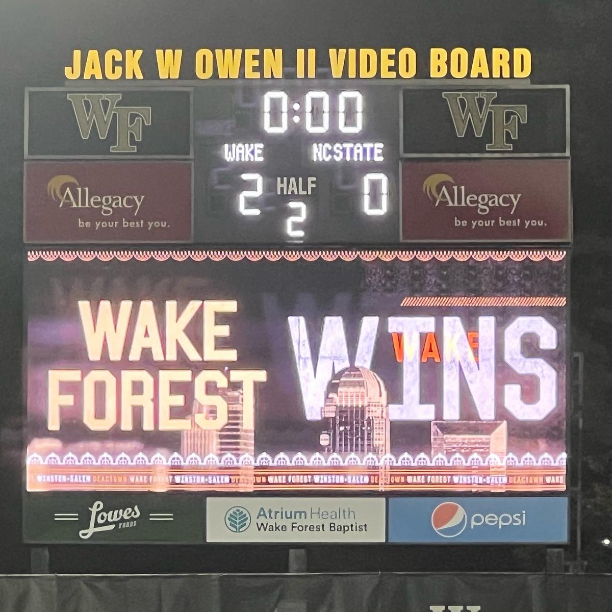 kmjacober's tweet photo. We had a great time watching @WakeMSoccer win tonight! Thanks for hosting @SpeasGlobal ! #GoDeacs 🎩⚽️ https://t.co/3DKKZZzDSl
