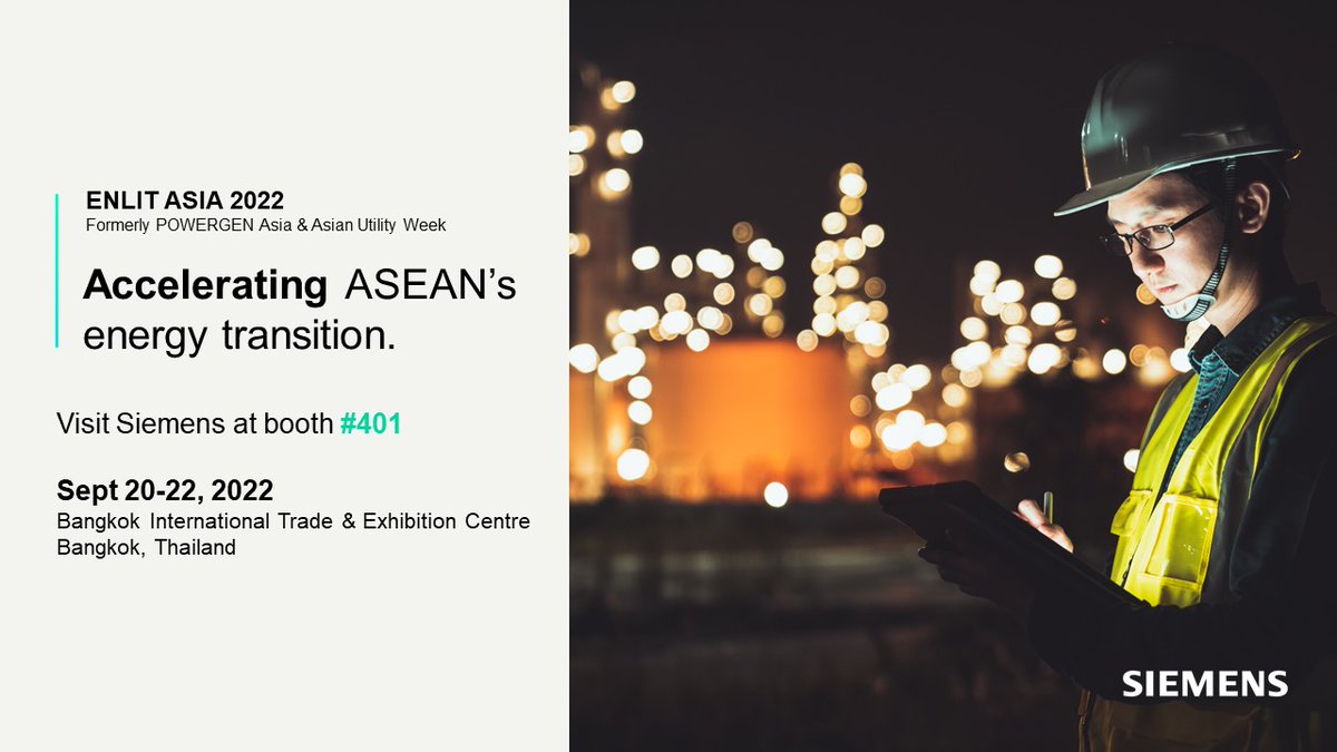 Join us in person at #EnlitAsia in Bangkok, Thailand and discover how Siemens is accelerating ASEAN’s #energy transition with #ruggedcommunications for the #digitalsubstation 
Register now 👉 sie.ag/3xaWFV7