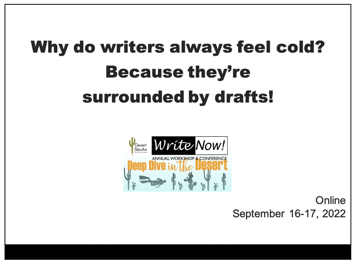DesertSleuths's tweet photo. You can still register for #WRITENOW2022 taking place Sept 16&17 Panelists include @S_G_Wong, Donis Casey, @WanbliWeiden, @bettyweb, @HallieEphron,
@YasAWriter, @Hailey_Dezort, @kellyekell, @GigiPandian, @pengshepherd
https://t.co/Bfr5bBocJU https://t.co/BgATFAc6nP