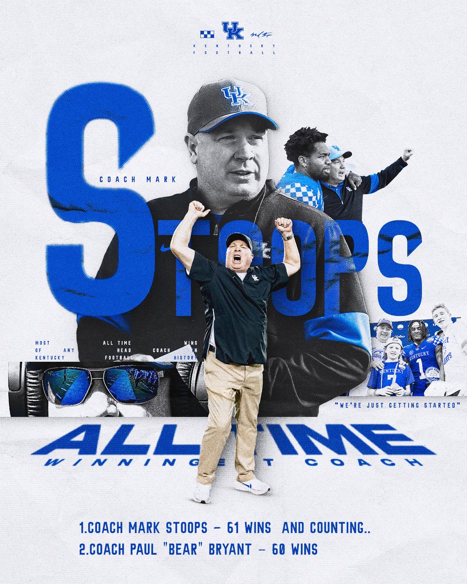 🐐 <a href="/UKCoachStoops/">Mark Stoops</a> now has the most football wins in <a href="/universityofky/">University of Kentucky</a> history. 💙