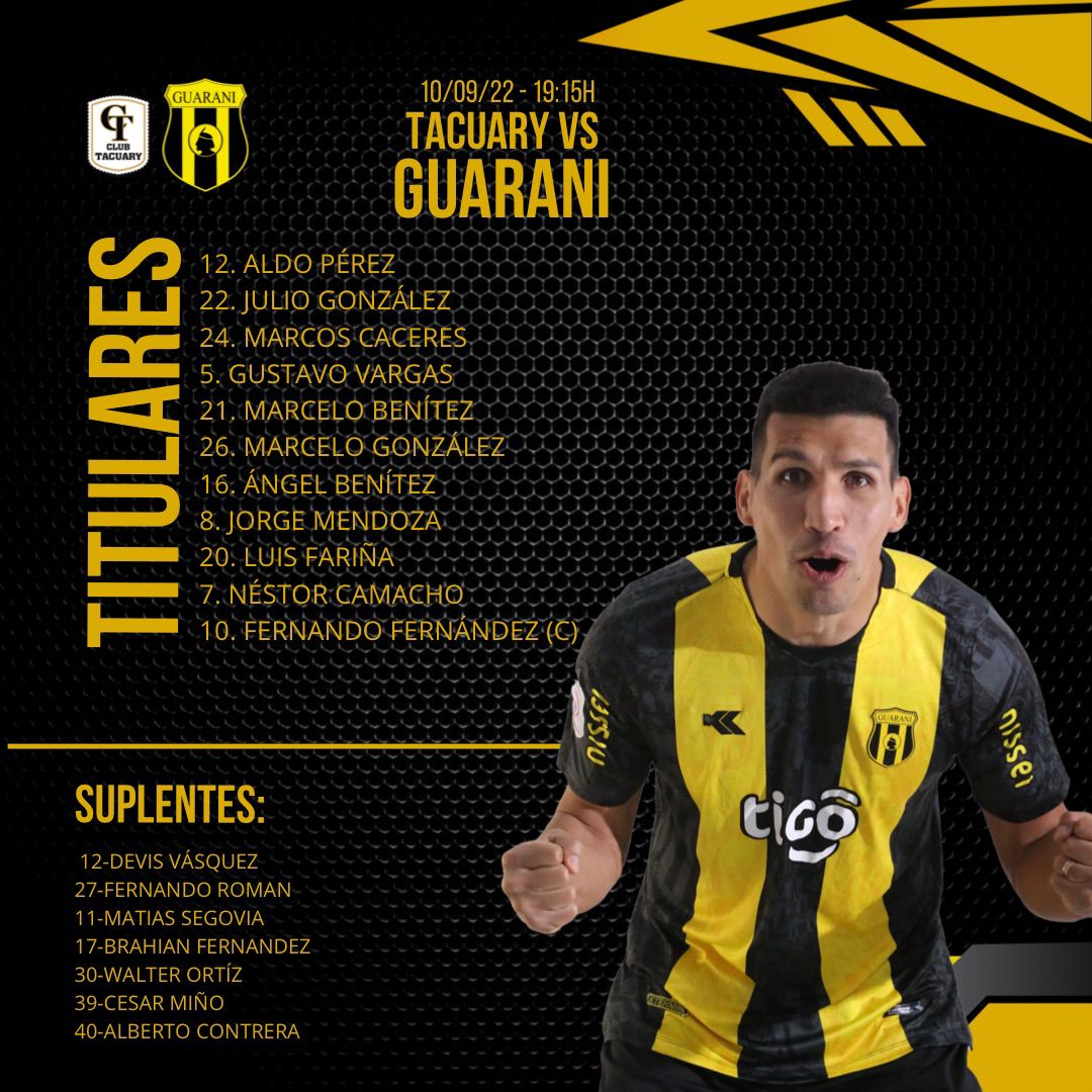 Juliosaza's tweet photo. Están confirmados los equipos:
#Tacuary vs #Guaraní
#TorneoClausura 2️⃣0️⃣2️⃣2️⃣
#DecimaFecha https://t.co/eZIn8Z7D9p