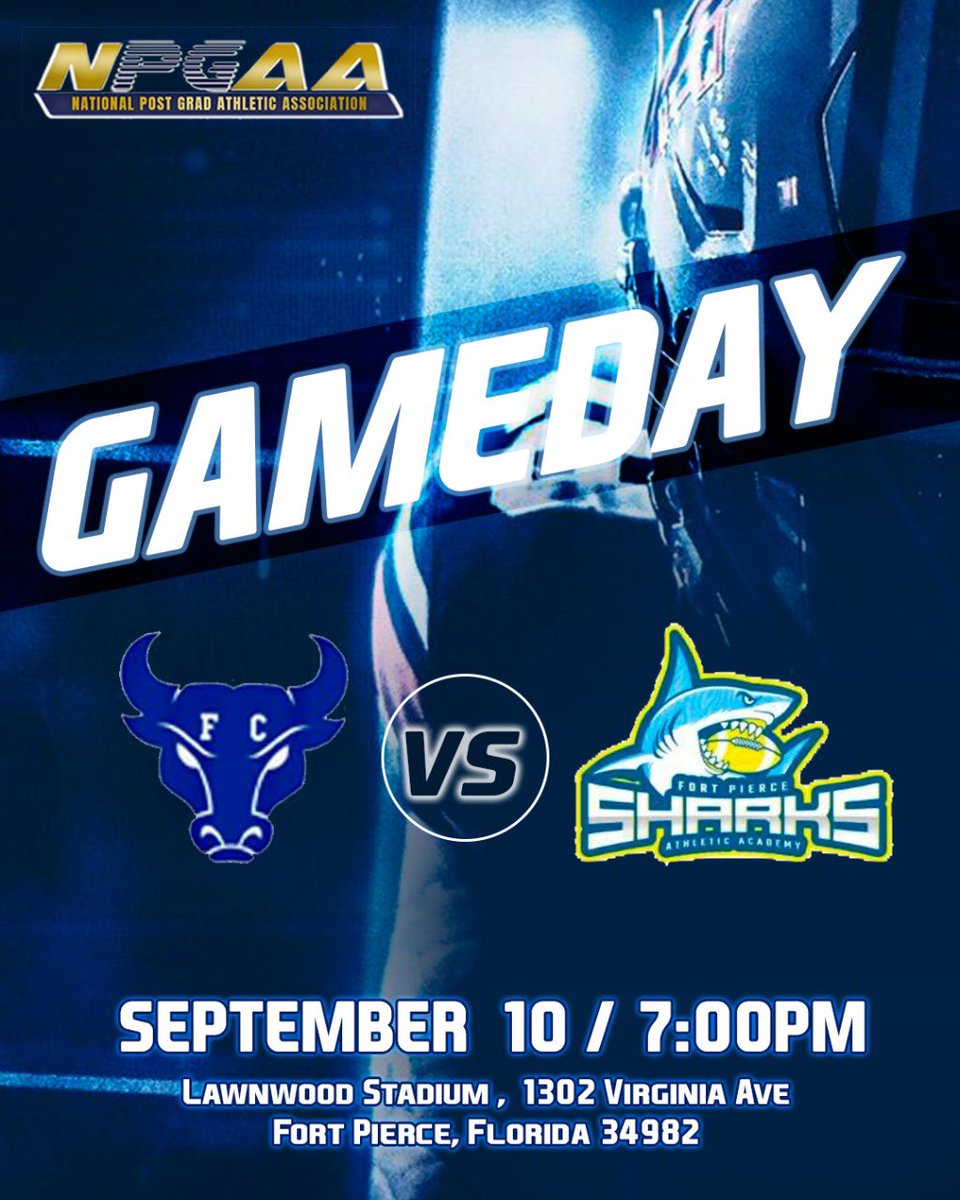 <a href="/TheNPGAA/">National Post Grad Athletic Association</a> Week: 3 <a href="/FCTechFootball1/">FC-Tech Football</a> looking to bounce back after a tough week two battle. The <a href="/PierceSharks/">Fort Pierce Collegiate Academy</a> will look to keep the high energy rolling as the bulls come into town. <a href="/GulfCoastPG/">Gulf Coast Post Grad Conference</a> <a href="/NPGSN/">National Post Grad Sports Network</a> <a href="/PostGradRecruit/">PostGradRecruits INC.</a>