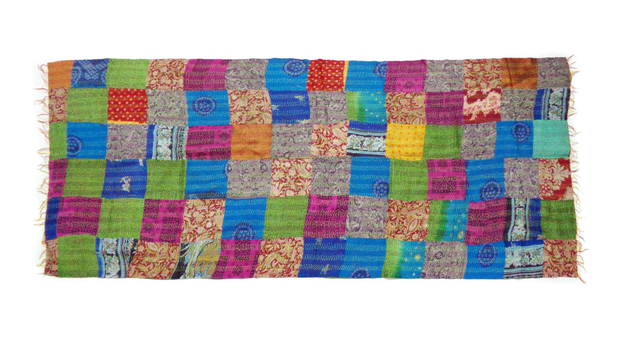 Silk Kantha Scarf Head Wrap Stole patchwork Hand Quilted Women Bandanas band KT30