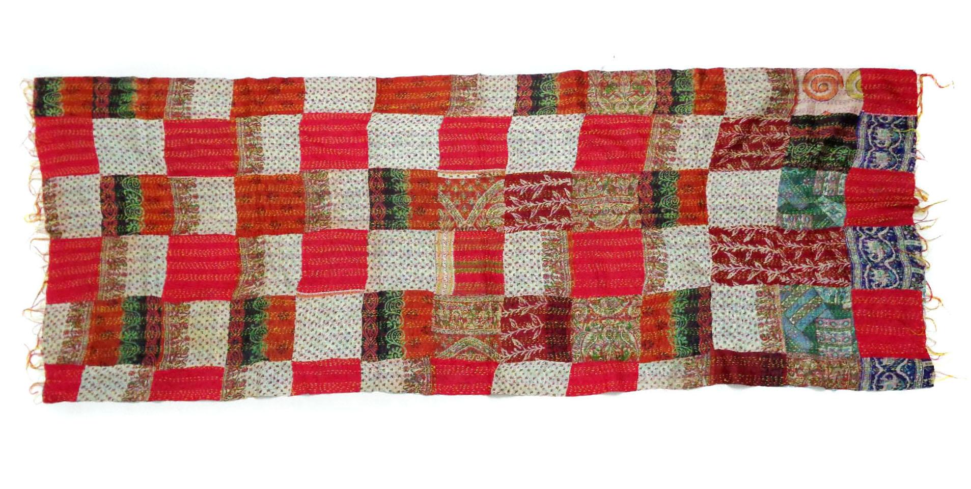 Handmade patchwork long Silk Kantha Scarf Neck Wrap Stole Dupatta Hand Quilted Women Scarves Reversible KT29