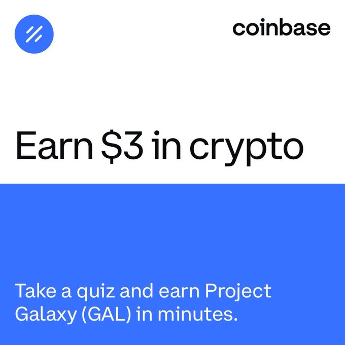 You can earn $3 in GAL by learning about Project Galaxy on @Coinbase. Watch lessons, take quizzes, and<a href="/tag/newprofilepic"class="tags"><span>#newprofilepic</span></a>