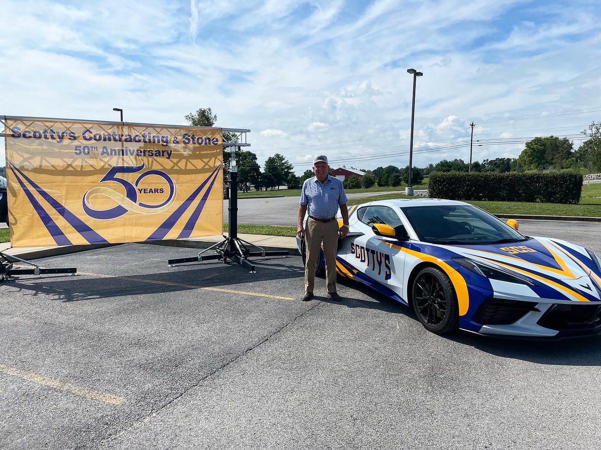 ScottysPaving's tweet photo. Yesterday we unveiled our new partnership with NCM Motorsports Park, which includes the wrapping of this beautiful 2022 C8 Corvette. This car can be found at the NCM track where all of their guests will get an opportunity to drive it! Be on the lookout for it in the community 👀 https://t.co/smGnVGNpWx