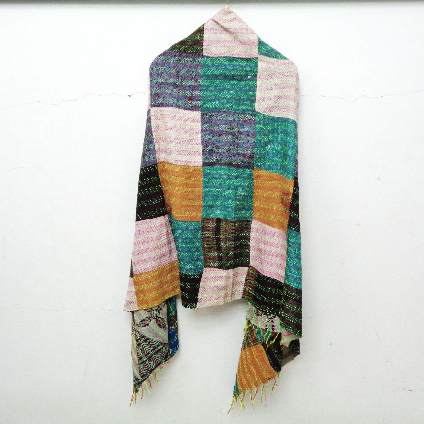 Handmade patchwork long Silk Scarf Neck Wrap Stole veil Sew Valentines Day Scarves KT20