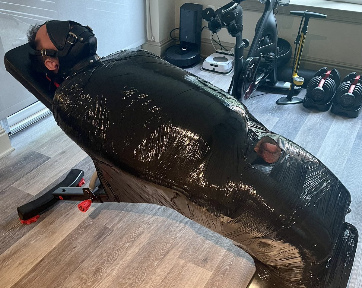 gambit_pup's tweet photo. Had a fun little session today with @BoySean18 . I got to test out my new mummification setup and boy did he look nice and helpless. https://t.co/f5W6sYtwEr