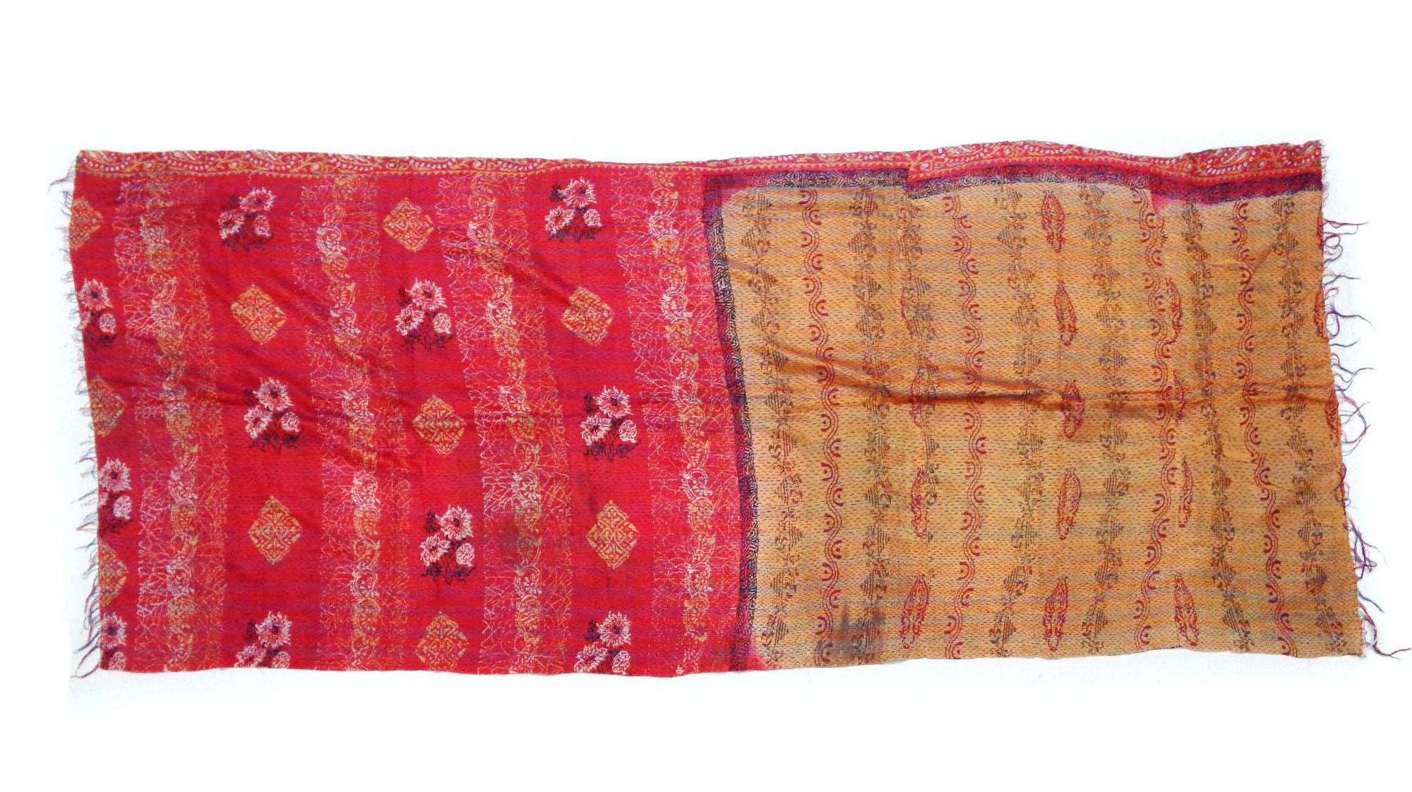 Handmade patchwork long Silk Kantha Scarf Head Wrap Stole Dupatta Hand Quilted Women Gypsy KT12
