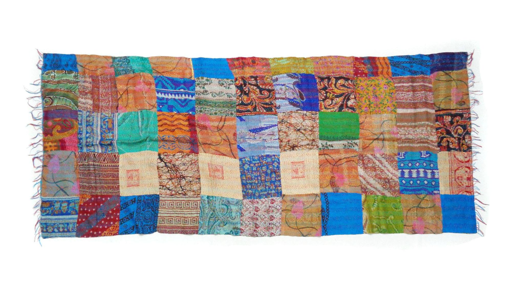 Handmade patchwork long Silk Kantha Scarf Head Wrap Stole veil Hand Quilted Women Bandanas headband KT07