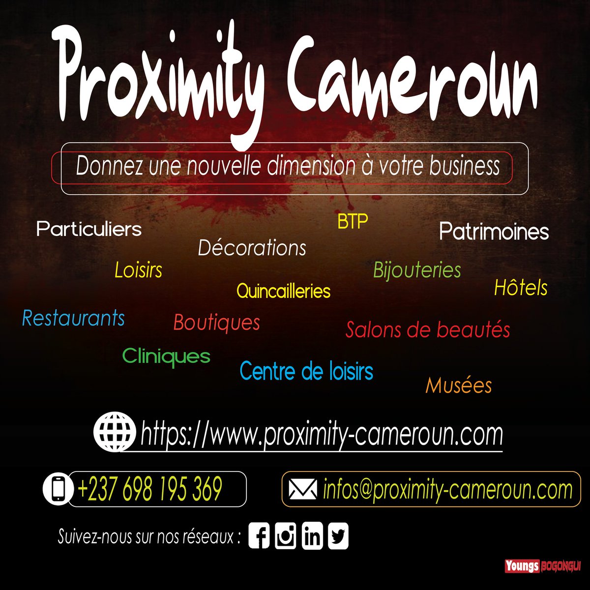 Proximity_C's tweet photo. Plus de visibilité pour vos services et produits.
☎️ +237 698 195 369

#restaurant #salondecoiffure #brocante #maternelle #fruits #shopping #salledesport #quincaillerie #hôpital https://t.co/4k9YlWkI9M