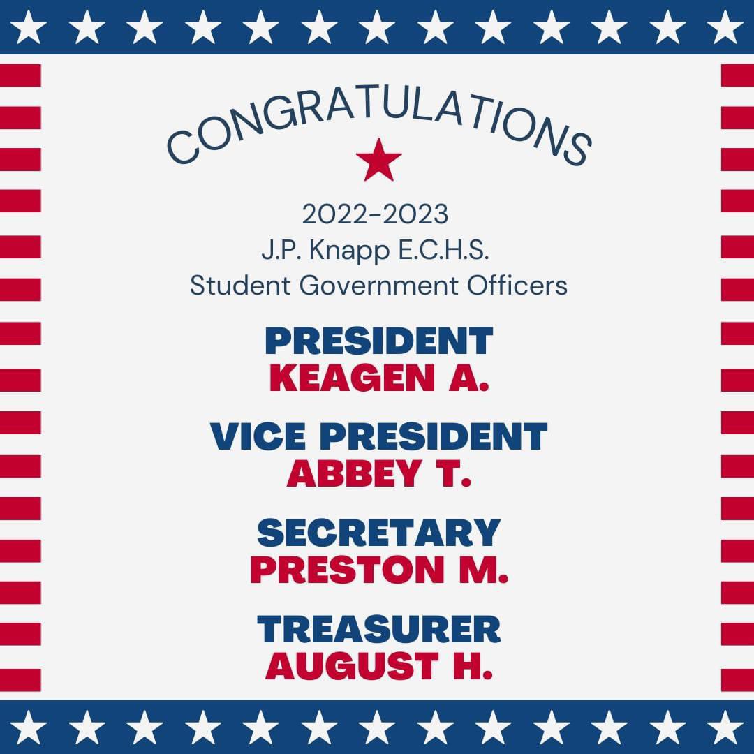 Please join us in congratulating our newly elected Spartans chosen to serve as officers for the 2022-2023 JPK Student Government. #jpkspartans #spartanfamily #jpksgo #currituckk12
