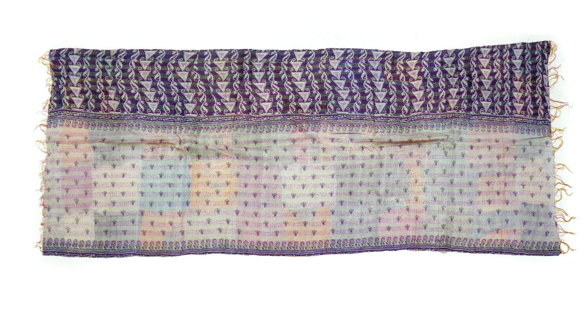 Silk Kantha Scarf Head Wrap Stole patchwork Hand Quilted Bandanas headband KT03