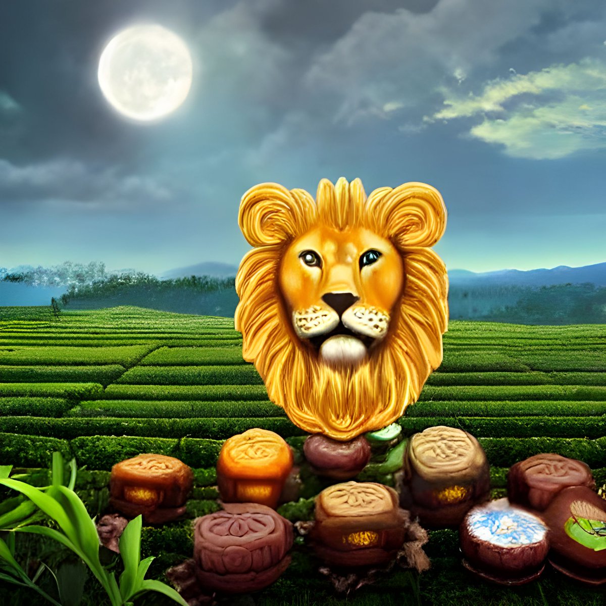 jimmygunawanapp's tweet photo. #StableDiffusion #AIBackgroundGenerator Lone Lion eating mooncake 🥮 under  the  moonlight https://t.co/8uJDZy5SuV