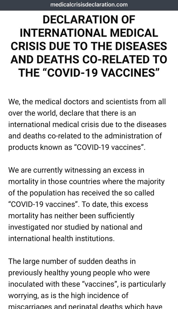DECLARATION OF INTERNATIONAL MEDICAL CRISIS
« we consider that we are facing a serious international medical crisis, which must be accepted and treated as critical by all states, health institutions and medical personnel worldwide » — medicalcrisisdeclaration.com