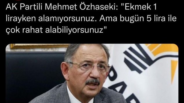 Ekmek 1 liradan 5 liraya ne kadar sürede ve niçin gelmişti!?

Unutmayın:
➡️ Enflasyon, garibanın cebindeki parayı çalmak, yoksulun gelirini aşırmaktır.

➡️ Enflasyon kanunsuz vergidir ve bir hükümetin halkına karşı işlediği en büyük ekonomik suçtur.
<a href="/serkanozcan1/">Serkan Özcan</a> <a href="/kerimrota/">Kerim Rota</a>