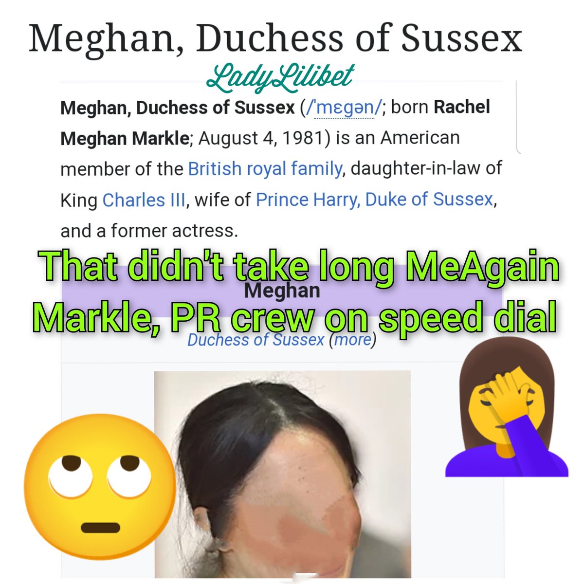 LilibetLady's tweet photo. 🤔 she just cant help herself 🤔#RoyaltyWithNoLoyalty #removethesussextitle #KingCharlesIII https://t.co/pXlH4TrYKq