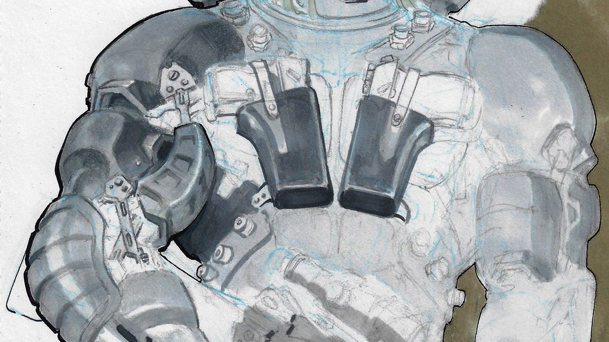 ThePencilPimp's tweet photo. #MarkerTest using #RichardMeyer/#YaBoiZack's #DevilDog #Jawbreakers #WIP. I can see why #MarkBrooks' work comes out muddy. It takes a lot of practice &amp; training to do markers. Could also be the paper. This is all warm &amp; cool grays. Color will be added digitally.
#Comicsgate https://t.co/ZRqfhhFbLd