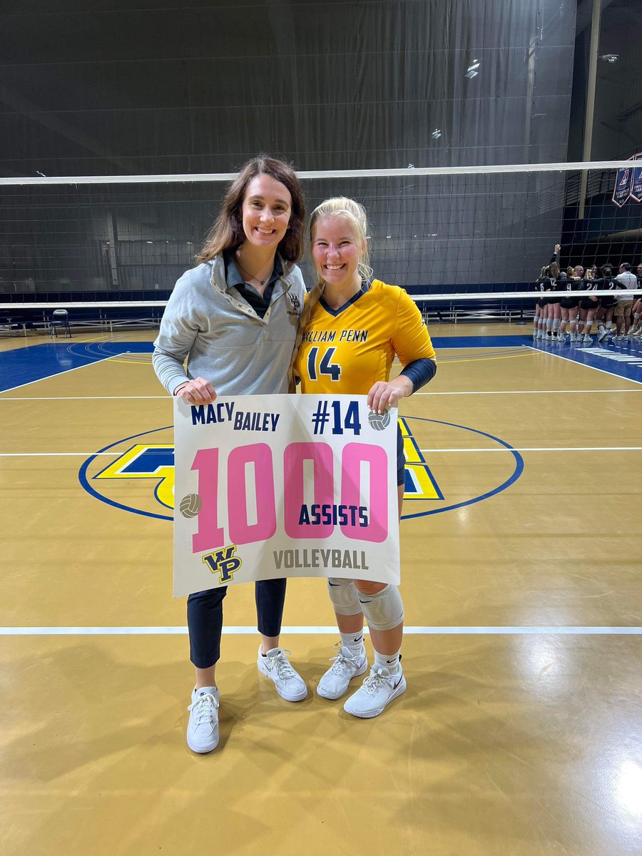 CoachLaurrod8's tweet photo. Welcome to the 1,000 club! Congrats to Macy on a huge accomplishment!Super proud of this girl, she also grabbed 20 digs today in our W over CMU! She does it all! 🏐 #SettersDOPlayDefense #1000Assists https://t.co/Fv3E9HceYN