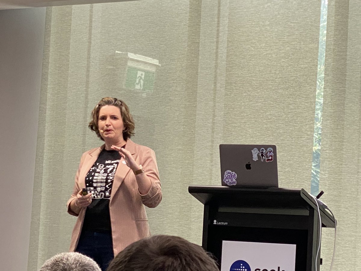 Thanks @lady_nerd for kicking off #BSidesMelb2022 with a inspiring talk to get everyone in the room onto a mission to secure the world. Stop waiting & do something - share the message-wide. Free security training for companies big and small safestack.io @lady_nerd