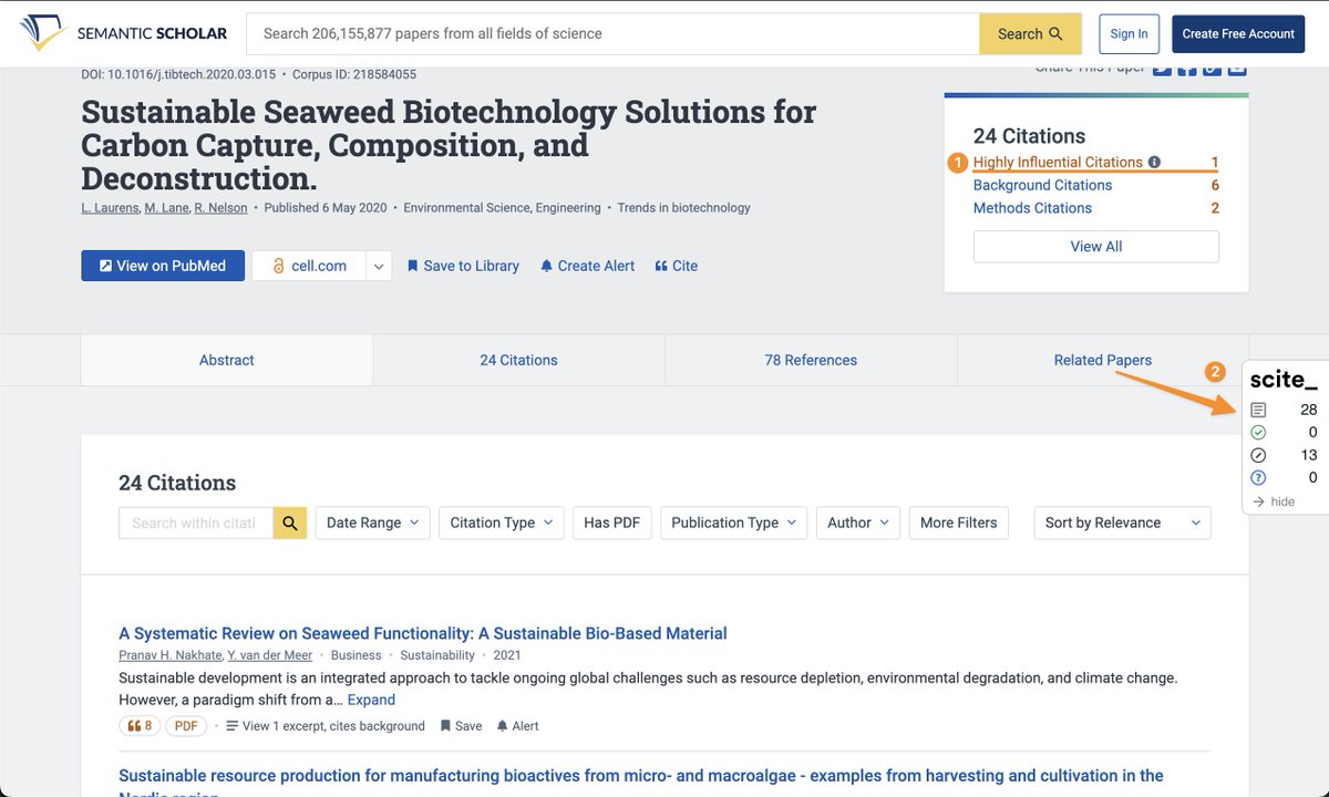 cyberneticpond's tweet photo. @JonWolfMueller @Real_Boaz @DorsaAmir @Asher_Wolf @dblplusgoodful Trade-off is that it's easier for me to find related work in semschol, and their "highly influenced" score is really useful. My general workflow, for now, is elicit -> semschol (generate list to review) -> scite (qualify + contextualize list items). https://t.co/C7fgdGYS61
