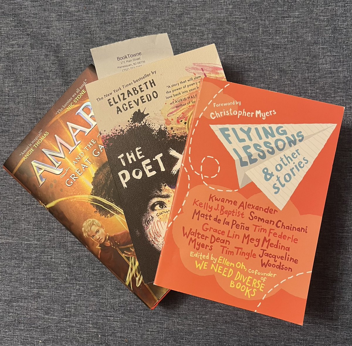 I love supporting a local indie bookstore <a href="/BookTowne/">BookTowne</a> in Manasquan with these new additions for my classroom library! I loved talking to some former educators who own/work at the store who highly recommended The Poet X by <a href="/acevedowrites/">Elizabeth Acevedo</a>!