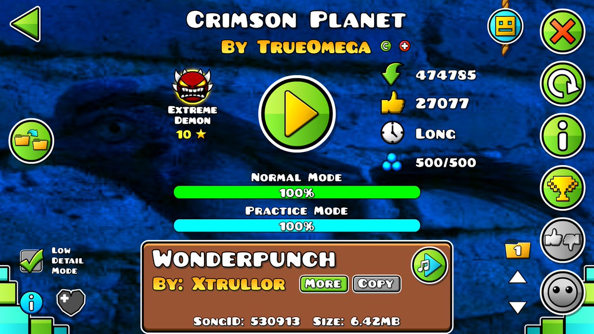 skycrablol's tweet image. 100 EXTREME DEMONS / CRIMSON PLANET 100%