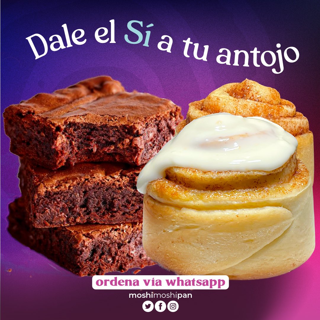 MoshiMoshiPAN's tweet photo. 🤤 | ¿Con qué acompañar tu café de la tarde? Nosotros tenemos eso que buscas, dale el SÍ a tu antojo. 

▪️Roles clásciso y/o glaseados 4 piezas $120 pesos
▪️Chewvy Brownies doble Chocolate 4 piezas $130 pesos 

🚚 | Pregunta por nuestras opciones de entrega https://t.co/OvfGBO8Fy1